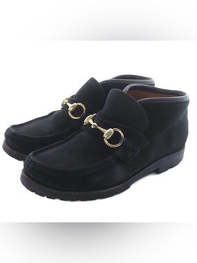 Gucci women Black Suede Horsebit Loafers ankle boots size 5
